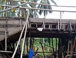 Jembatan yang seharusnya menjadi kebutuhan masyarakat untuk akses menuju Perkebunan Desa Bohabak Satu Kecamatan Bolangitang Timur Kabupaten Bolmut Provinsi Sulawesi Utara